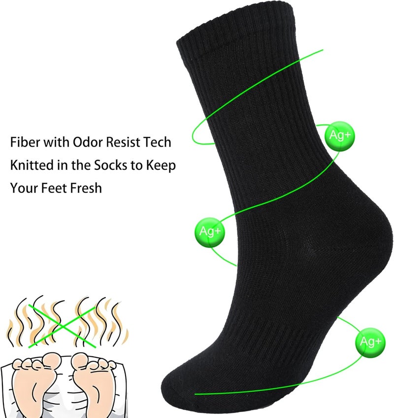 WindCrosser Womens Anti Stink Odor Resistant Seamless Cotton Moisture Wicking Crew Dress Socks, Size 6-10 - Image 3